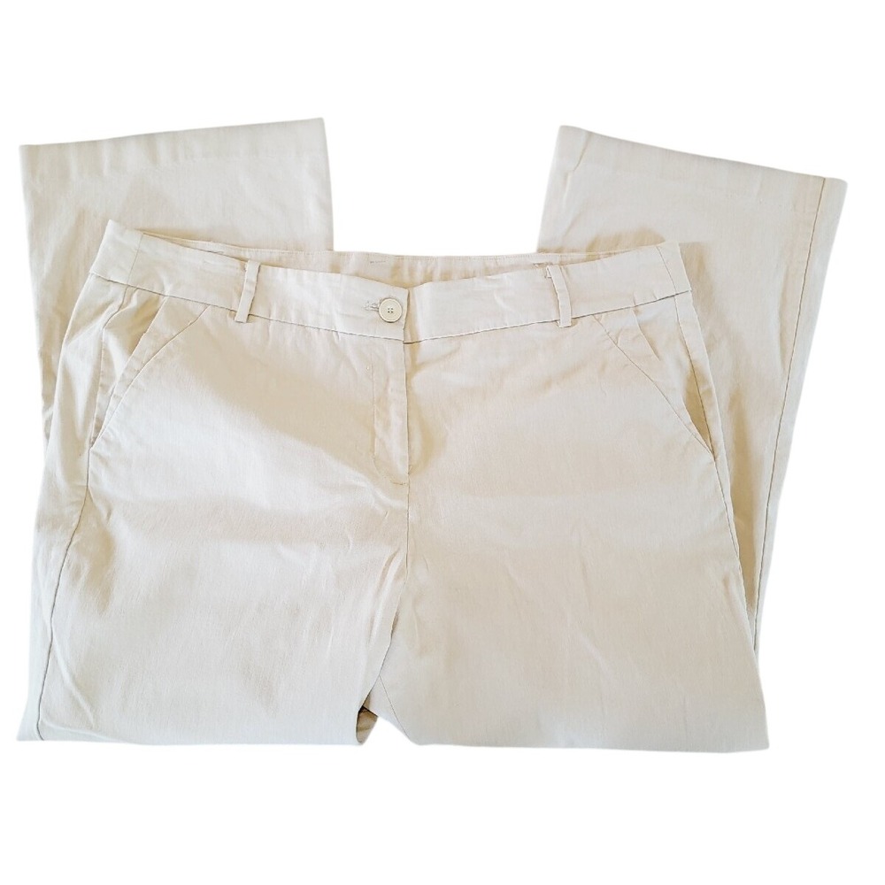 Lane Bryant Tan Khaki Wide Leg Trousers Pants 24 Short Beige Rayon Blend Stretch - Picture 3 of 12